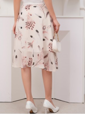 Chân váy xòe lông công trắng size S