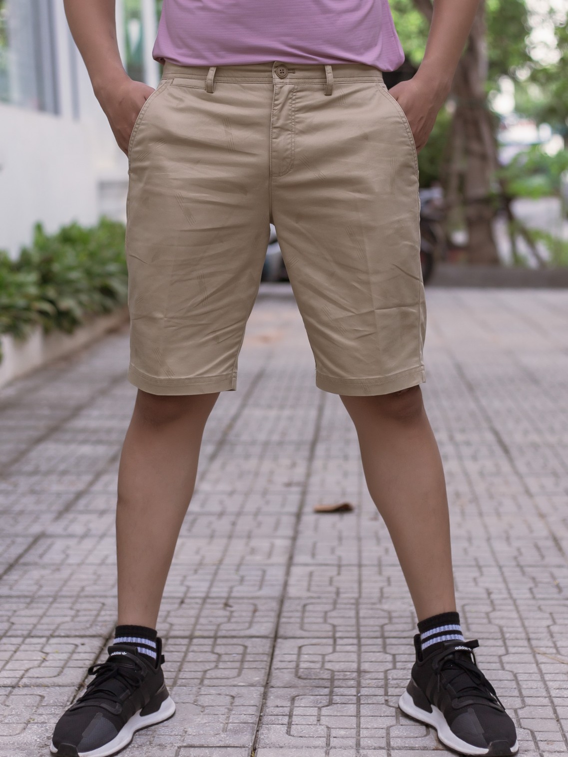 Quần short khaki dáng dài Be đậm 30